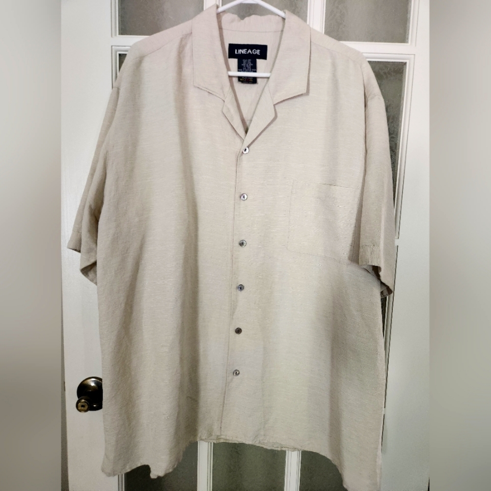 LINEAGE / Linen And Silk Cream Button-Up Shirt